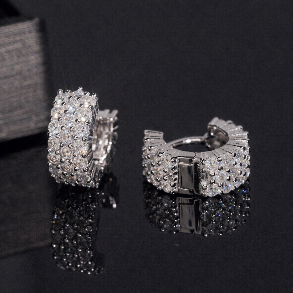 PAVE HOOP VVS MOISSANITE EARRINGS