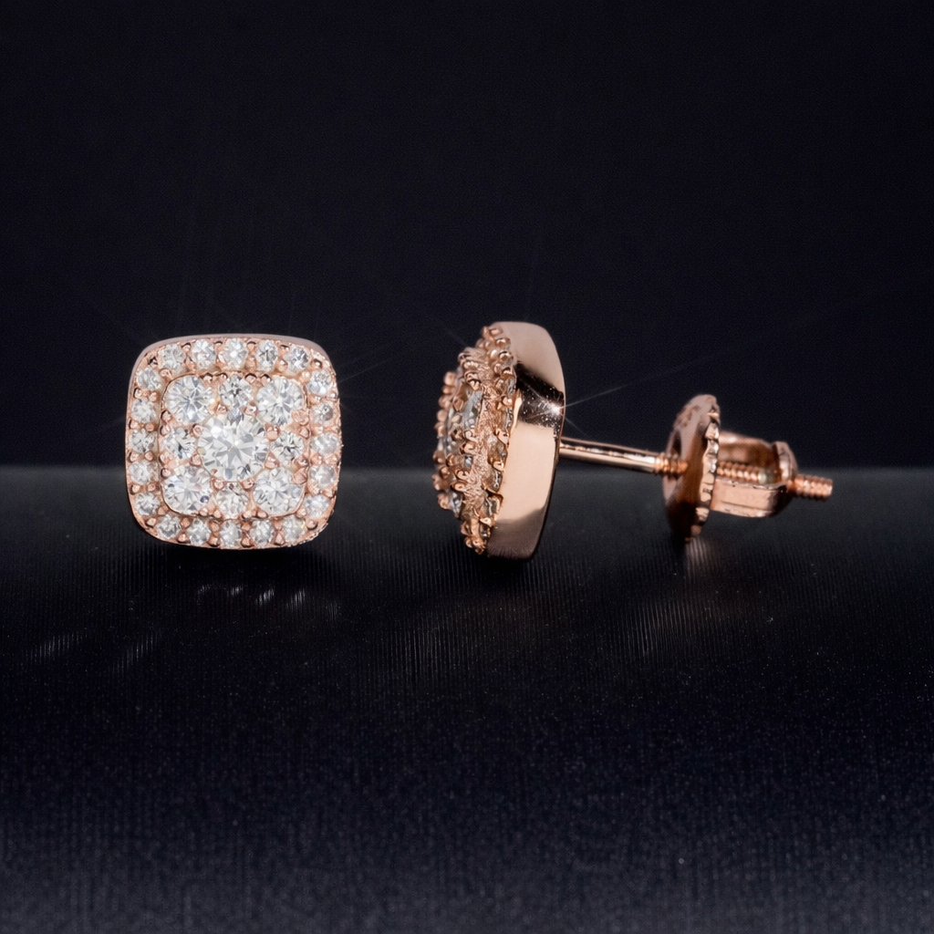 SQUARE HALO VVS MOISSANITE EARRINGS