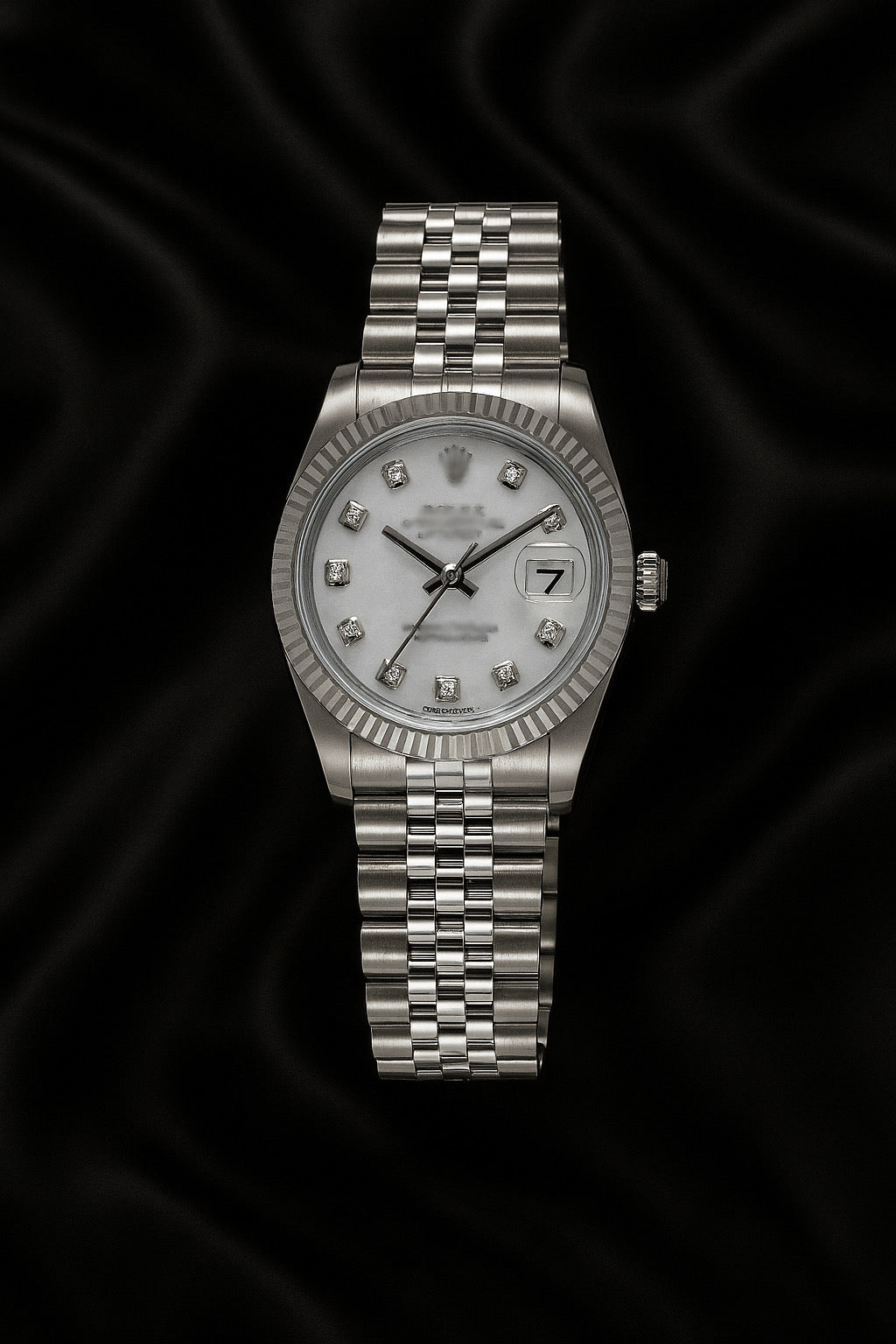 ROLEX DATEJUST STYLE 31 mm ESFERA DE DIAMANTES NEGROS BLANCOS