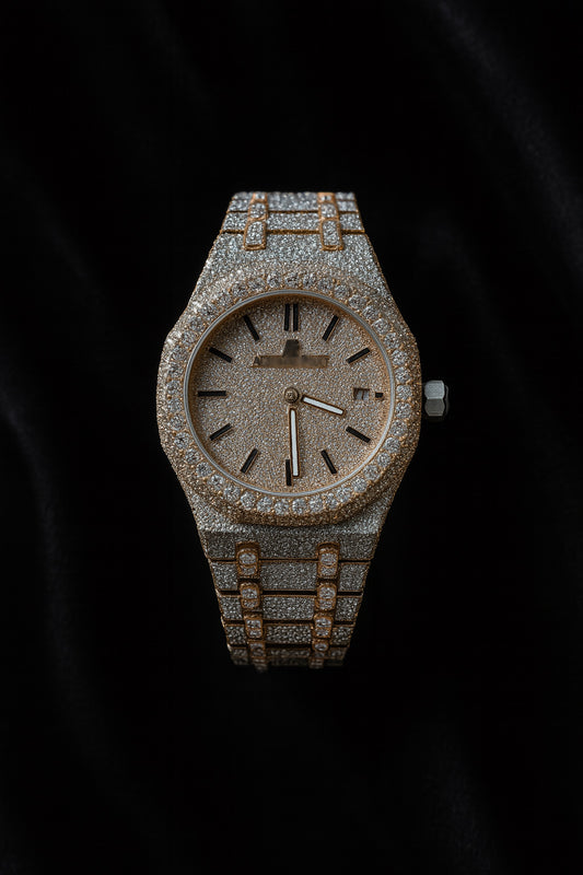Moissanite Audemars Piguet Style Watch – Full Ice Gold Edition