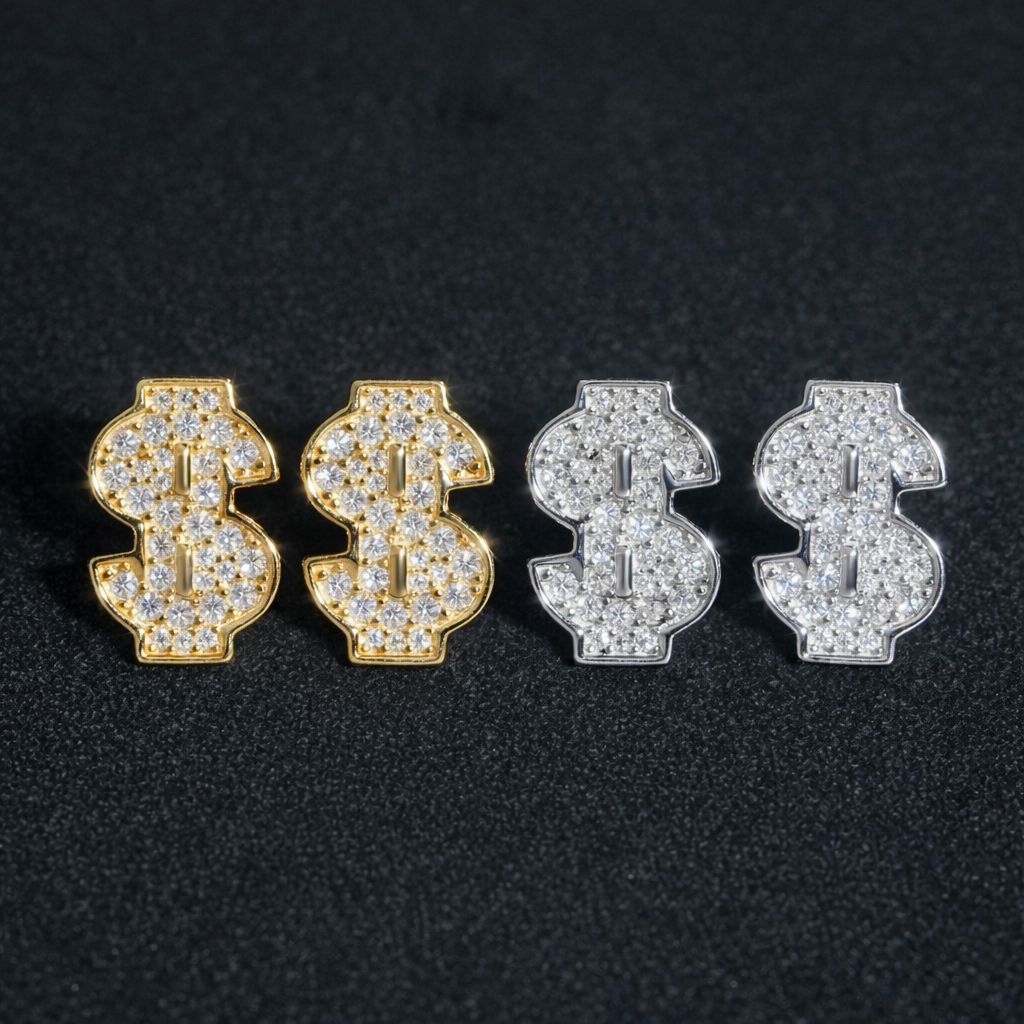 ICED DOLLAR MOISSANITE STUD EARRINGS