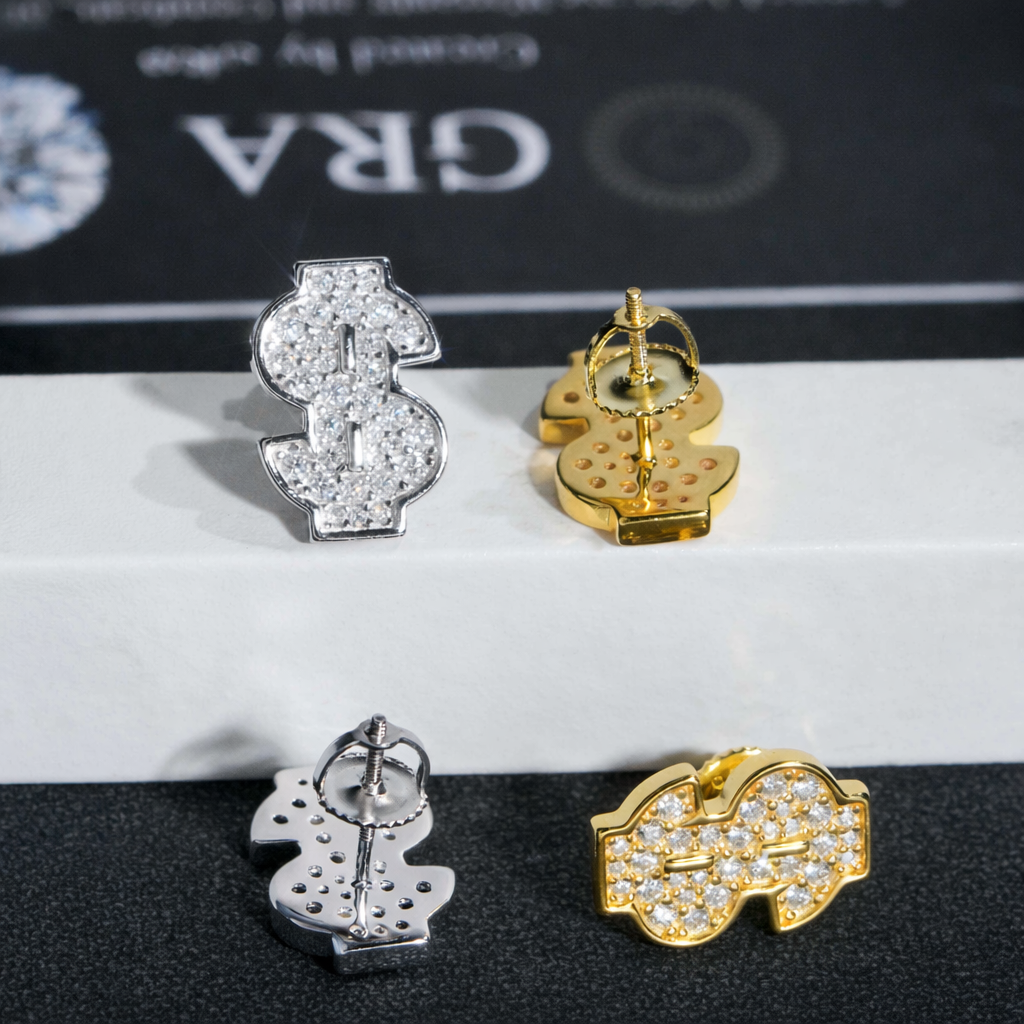 ICED DOLLAR MOISSANITE STUD EARRINGS