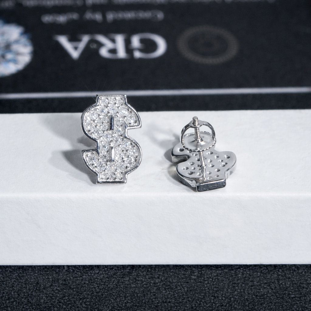 ICED DOLLAR MOISSANITE STUD EARRINGS