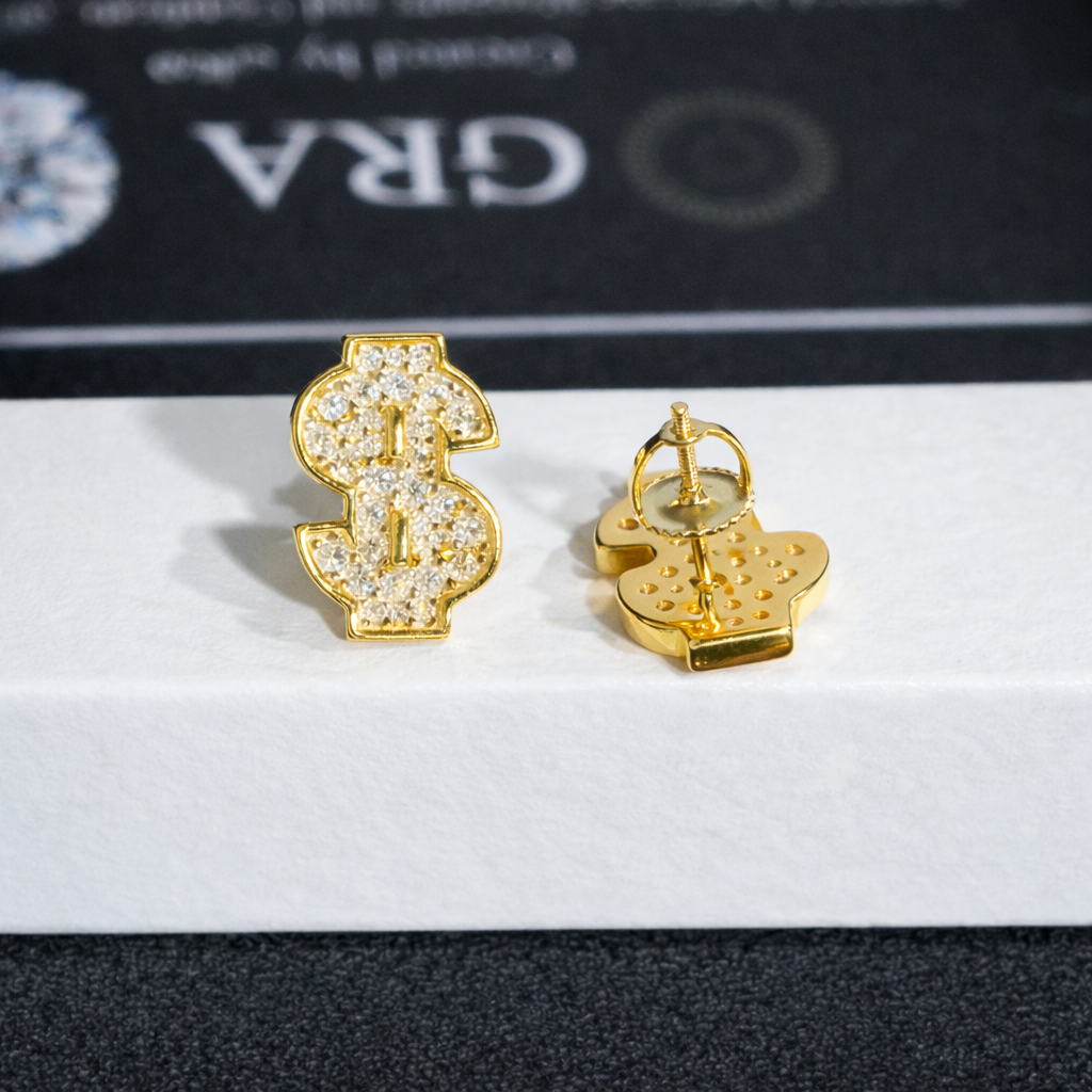 ICED DOLLAR MOISSANITE STUD EARRINGS