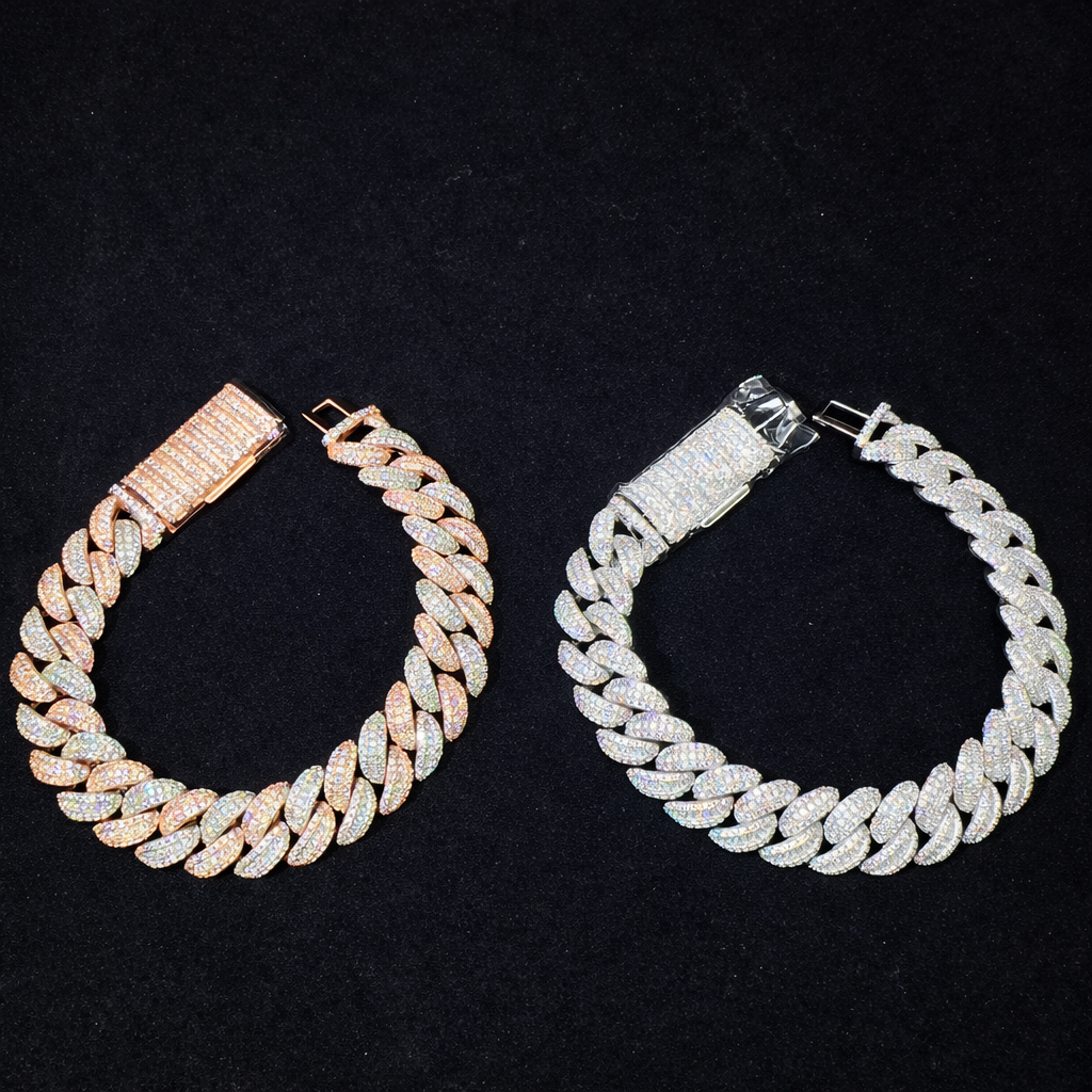 DUAL TONE ICED CUBAN LINK BRACELET