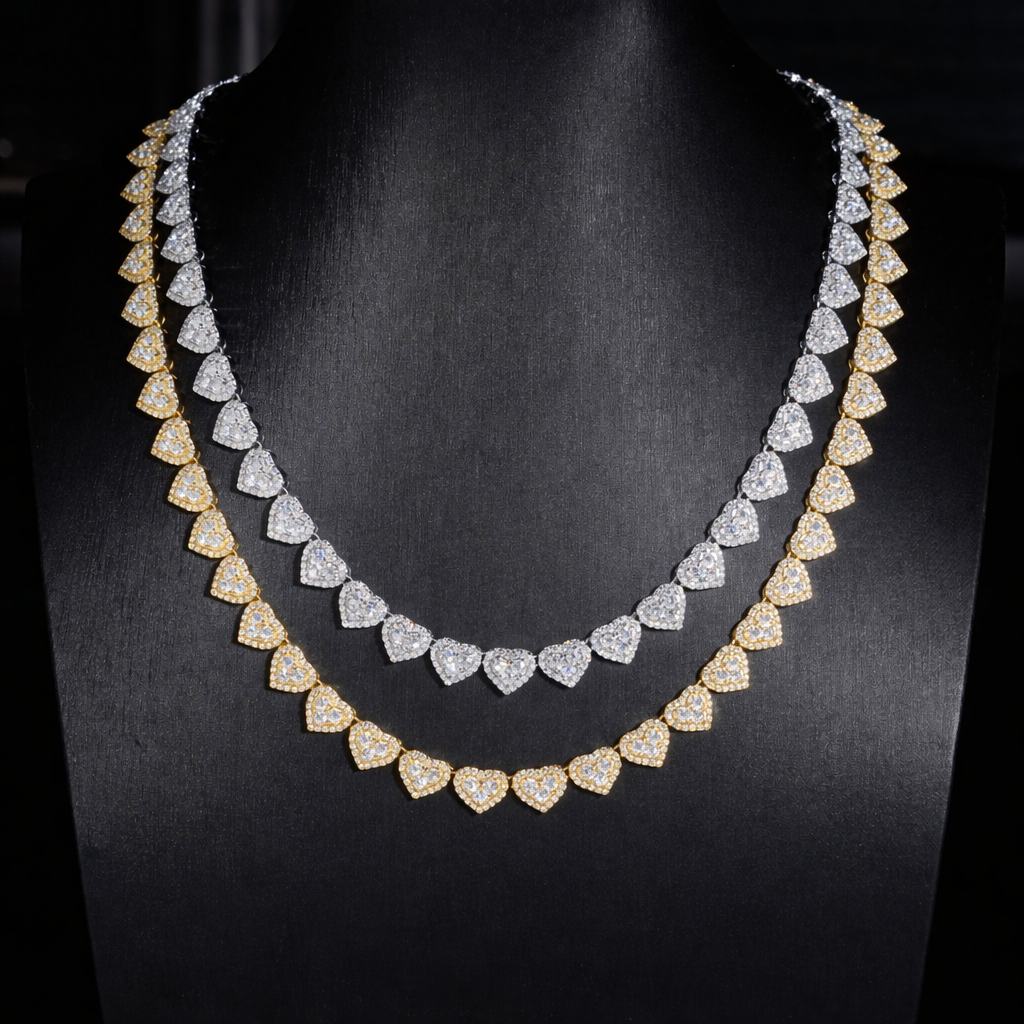 HEART VVS MOISSANITE TENNIS NECKLACE