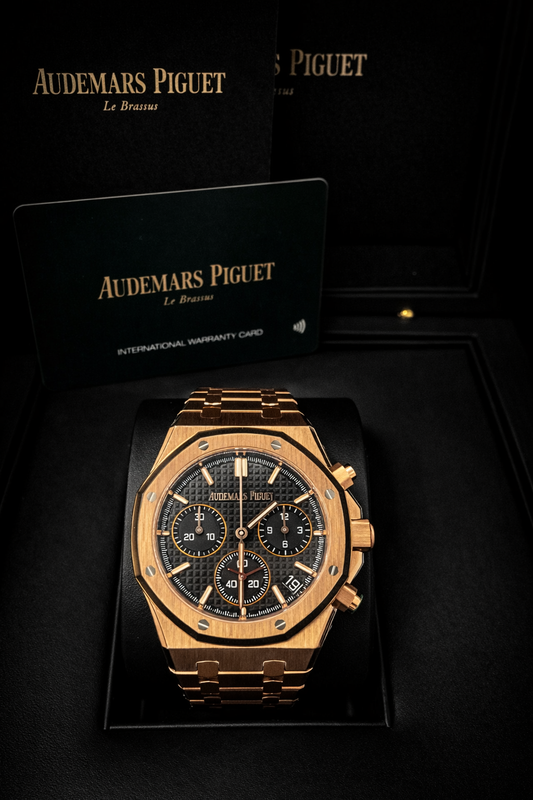 ROYAL OAK PINK GOLD BLACK DIAL STYLE
