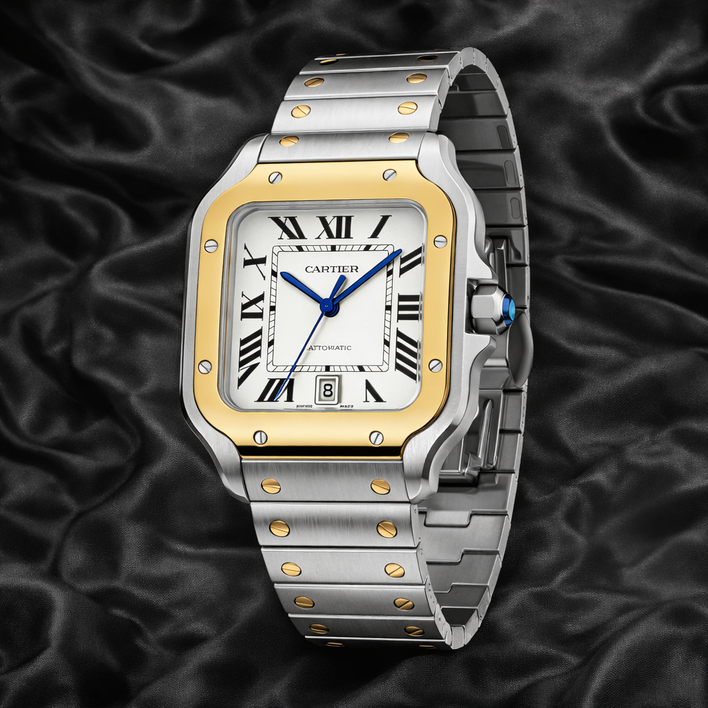 CARTIER STYLE SANTOS 39MM GOLD MIX