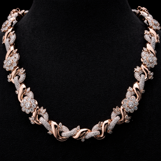 FLOWER CHARM INFINITY CHAIN LINK NECKLACE 18mm