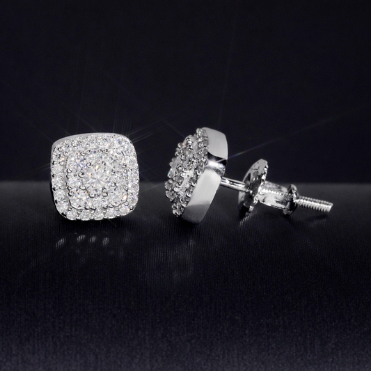 SQUARE HALO VVS MOISSANITE EARRINGS