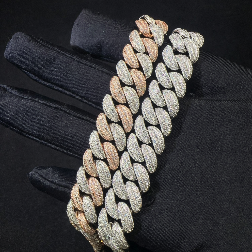 DUAL TONE ICED CUBAN LINK BRACELET