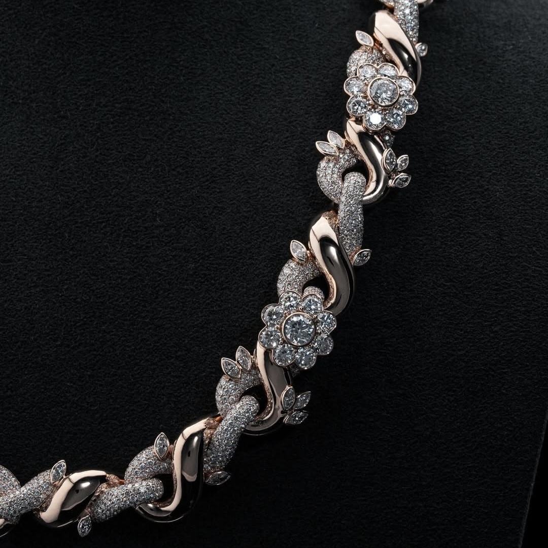 FLOWER CHARM INFINITY CHAIN LINK NECKLACE 18mm