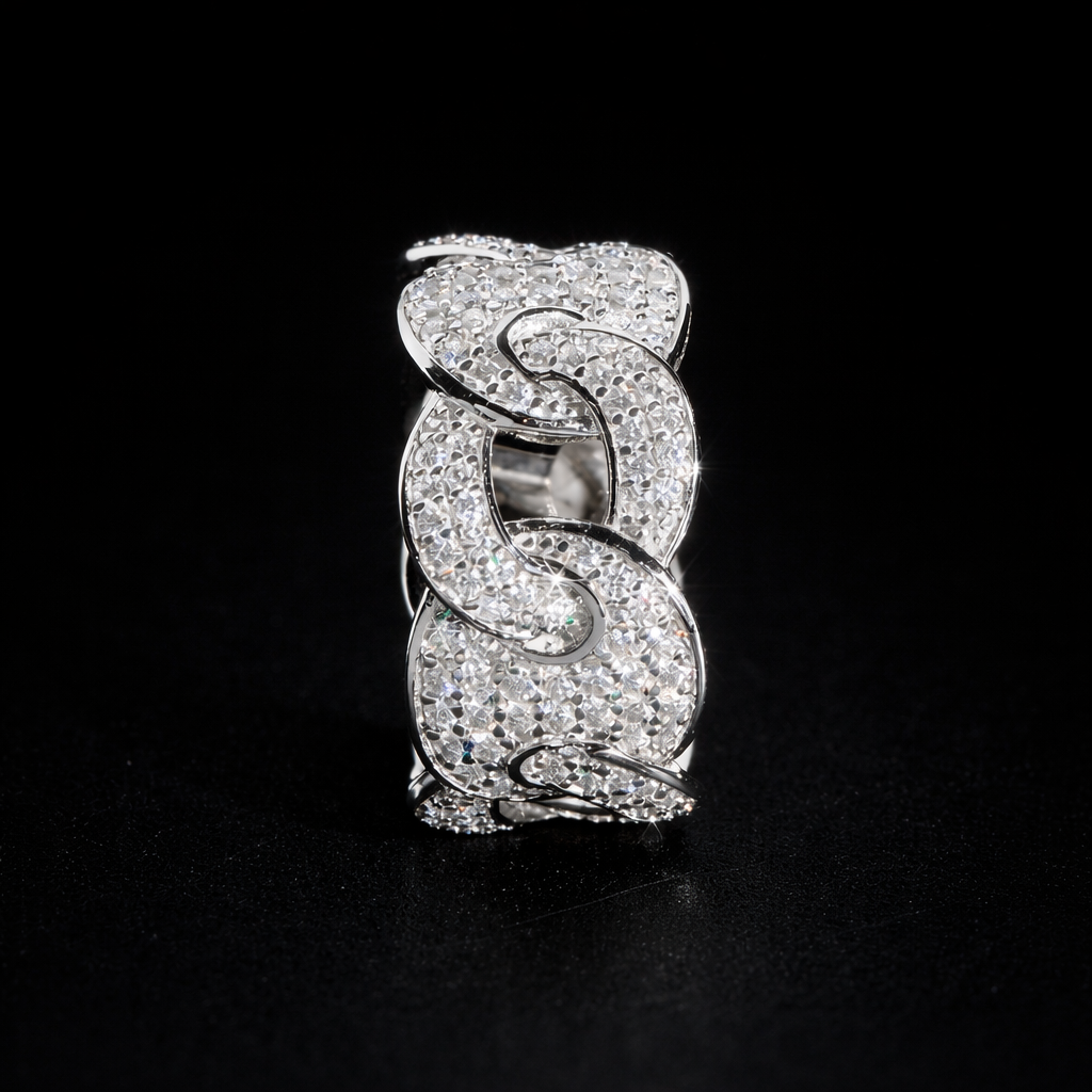 CUBAN LINK MOISSANITE RING